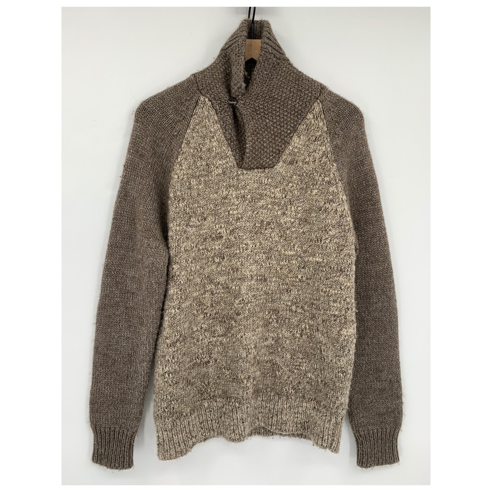 J Crew Sweater Women Small Brown Wool Alpaca Blend Shawl Neck Preppy Cozy